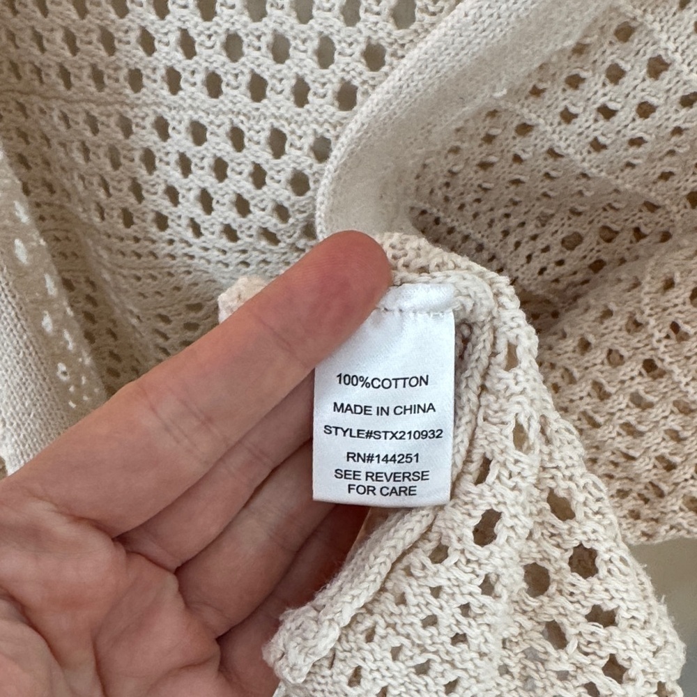 Artelier Nicole Miller Women’s Crochet Cream Beige Cardigan Open-front Size S - Picture 4 of 4